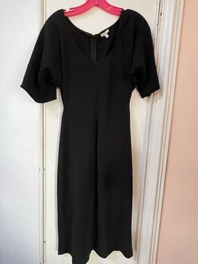Anna Molinari Black Midi Dress with Puff Sleeves size 40